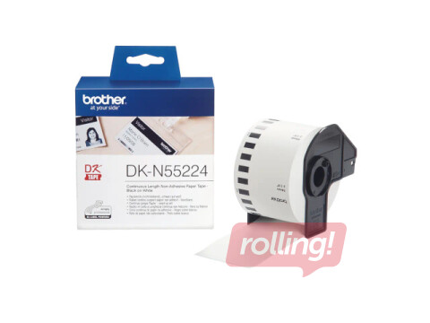 Brother DK-N55224 Continuous Non-Adhesive Paper Roll – Black on White, 54mm