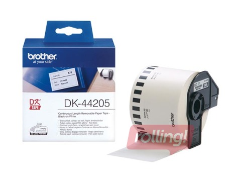 Brother DK-44205 Papīra lenta 62mm*30.48m/ balta/noņemama