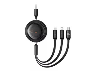 Ühenduskaabel Baseus, Free2Draw USB – Type C/Lightning/Micro USB 100W, 1.1m, must