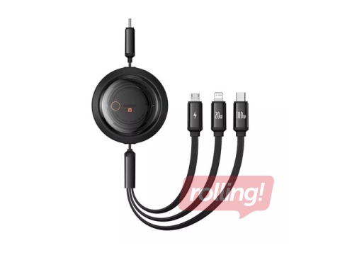 Ühenduskaabel Baseus, Free2Draw Type C – Type C/Lightning/Micro USB 100W, 1.1m, must