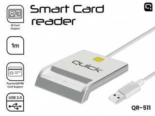 Kiipkaardilugeja Quick QR-511 nutika ID-kaardi lugeja USB-A isane, valge