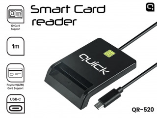 Kiipkaardilugeja Quick QR-520 nutika ID-kaardi lugeja USB-C