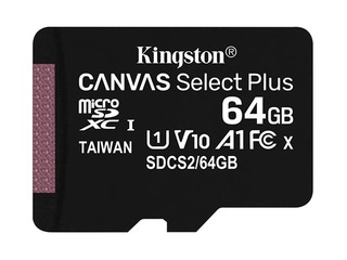 Kingston Canvas Select Plus UHS-I 64 GB, MicroSDXC, Flash memory class 10, SD Adapter