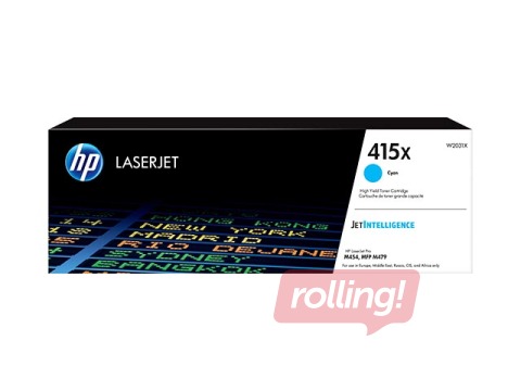 HP 415X Cyan LaserJet Toner Cartridge, 6000 pgs