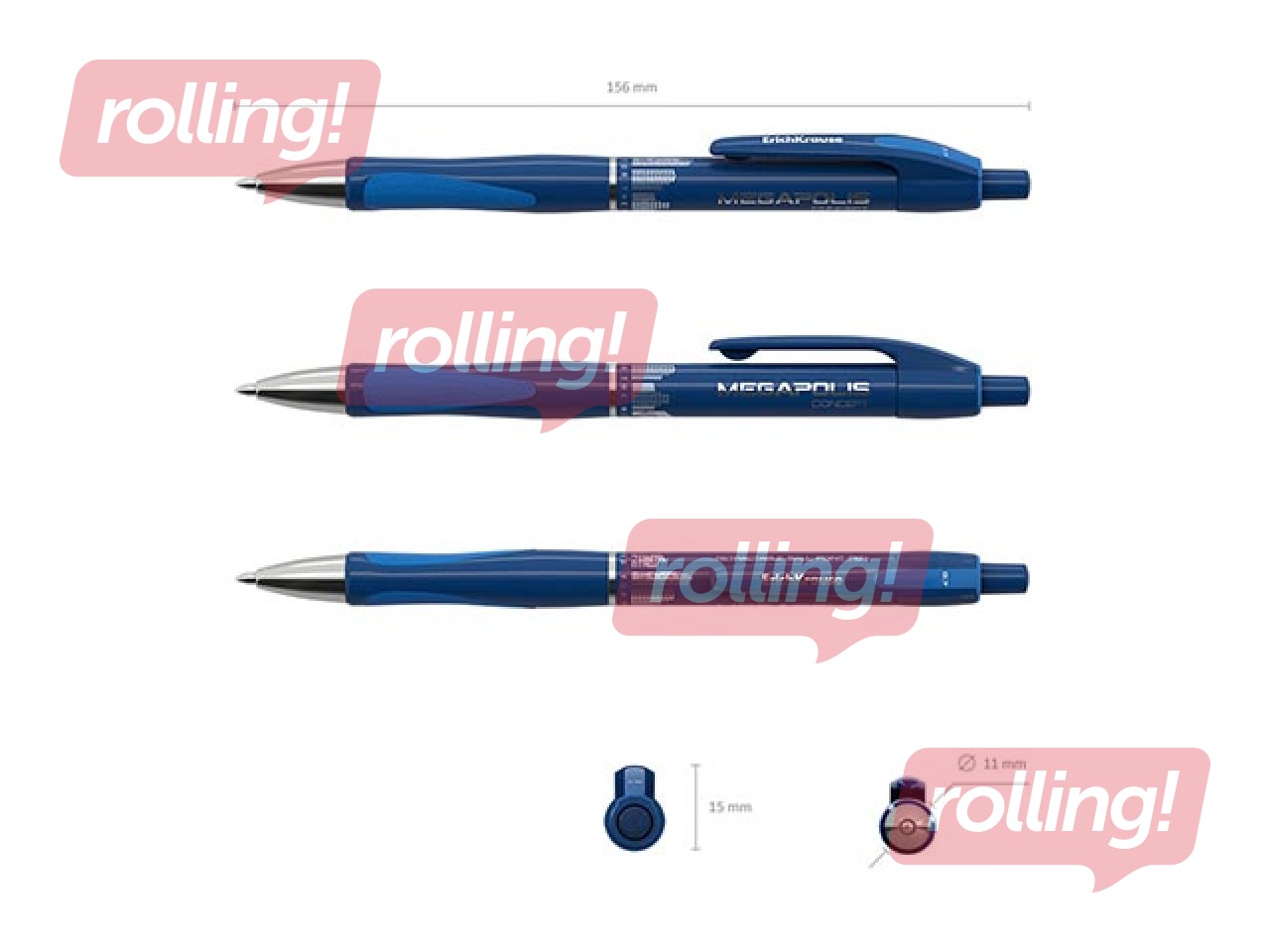 Шариковая ручка ErichKrause Мегаполис Concept, синая, 0.7mm