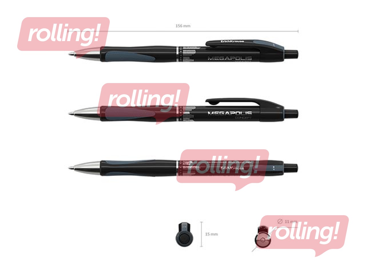 Pastapliiats ErichKrause Megapolis Concept, must, 0.7mm