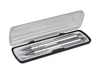 Ball pen and mechanical pencil in the box Concorde Ring, silver