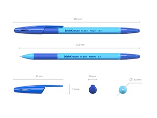 Ball Pen ErichKrause Neon, 0.7 mm, blue