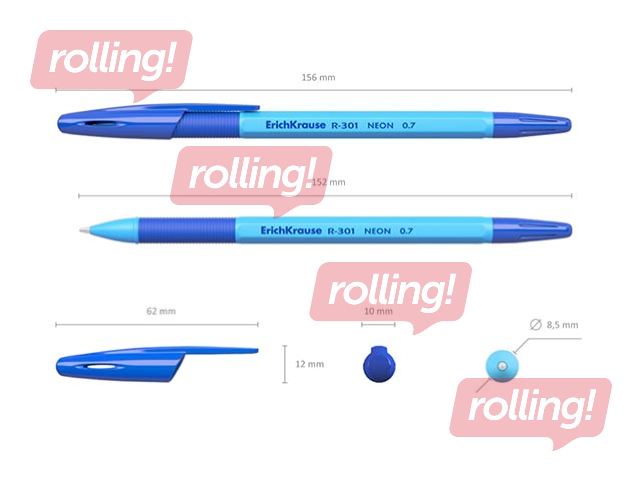 Ball Pen ErichKrause Neon, 0.7 mm, blue