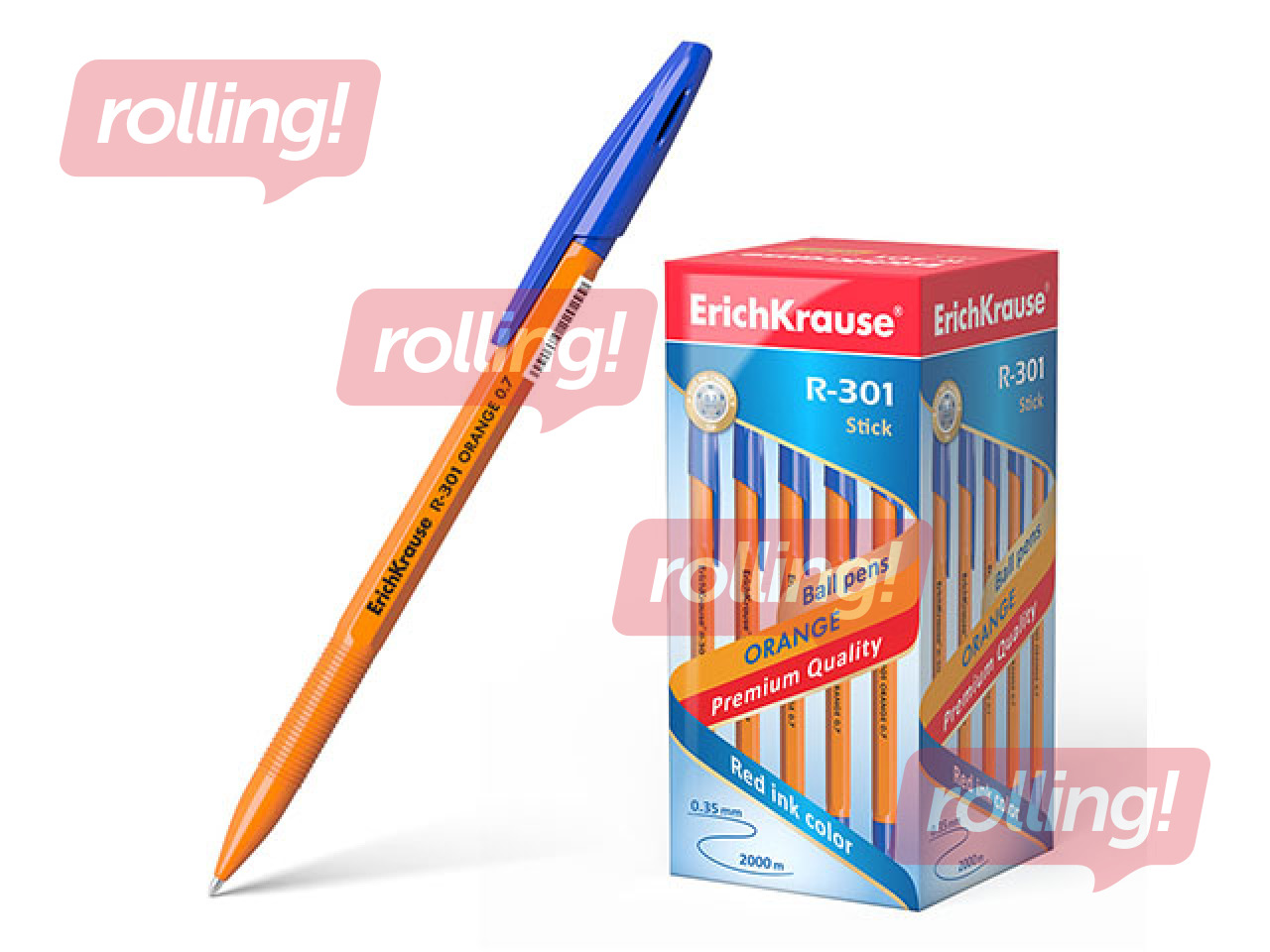 Pastapliiats ErichKrause R-301 ORANGE, 0.7mm, sinine