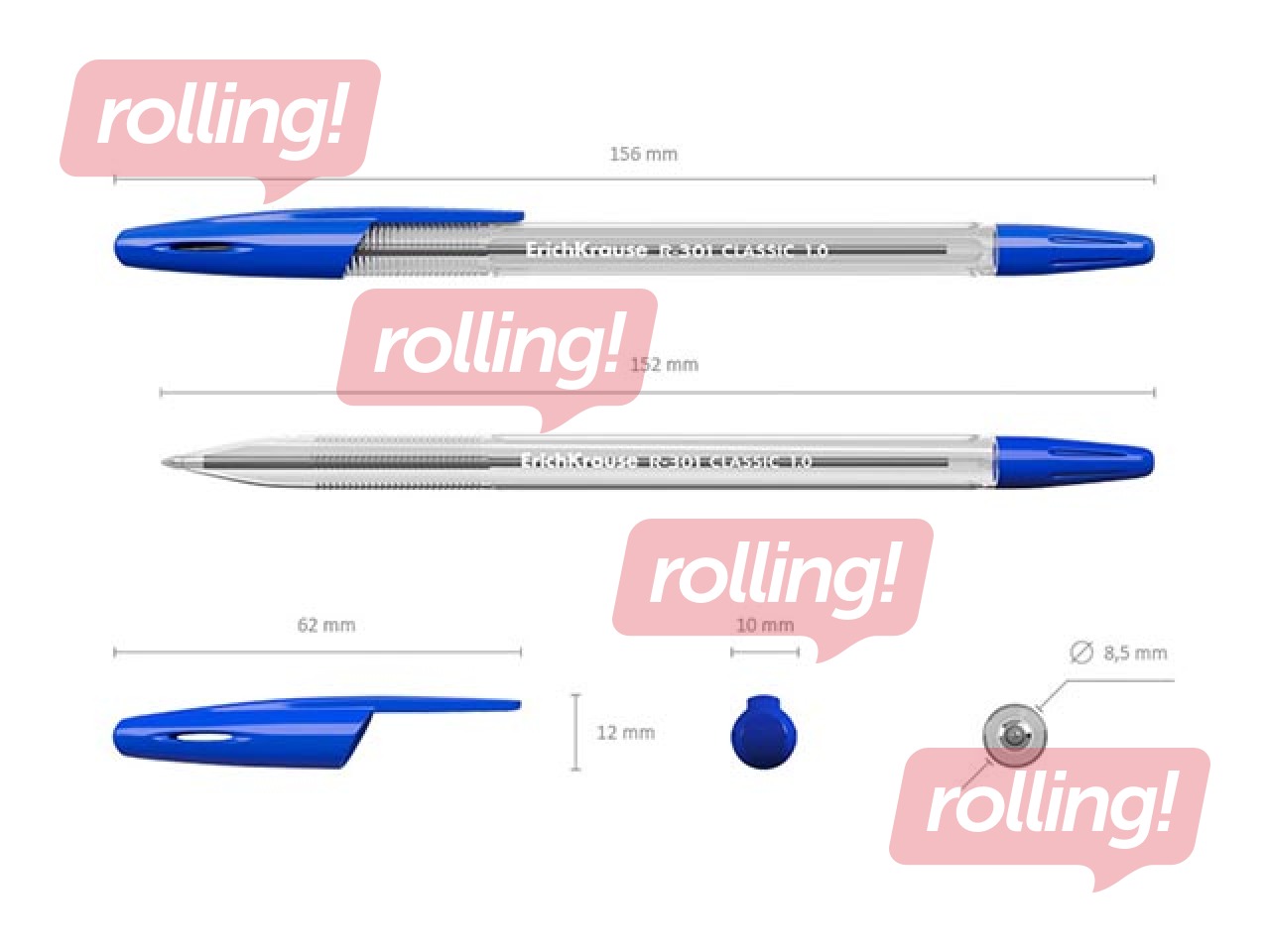 Pastapliiats ErichKrause R-301 Classic Stick 1.0, tindi värv: sinine