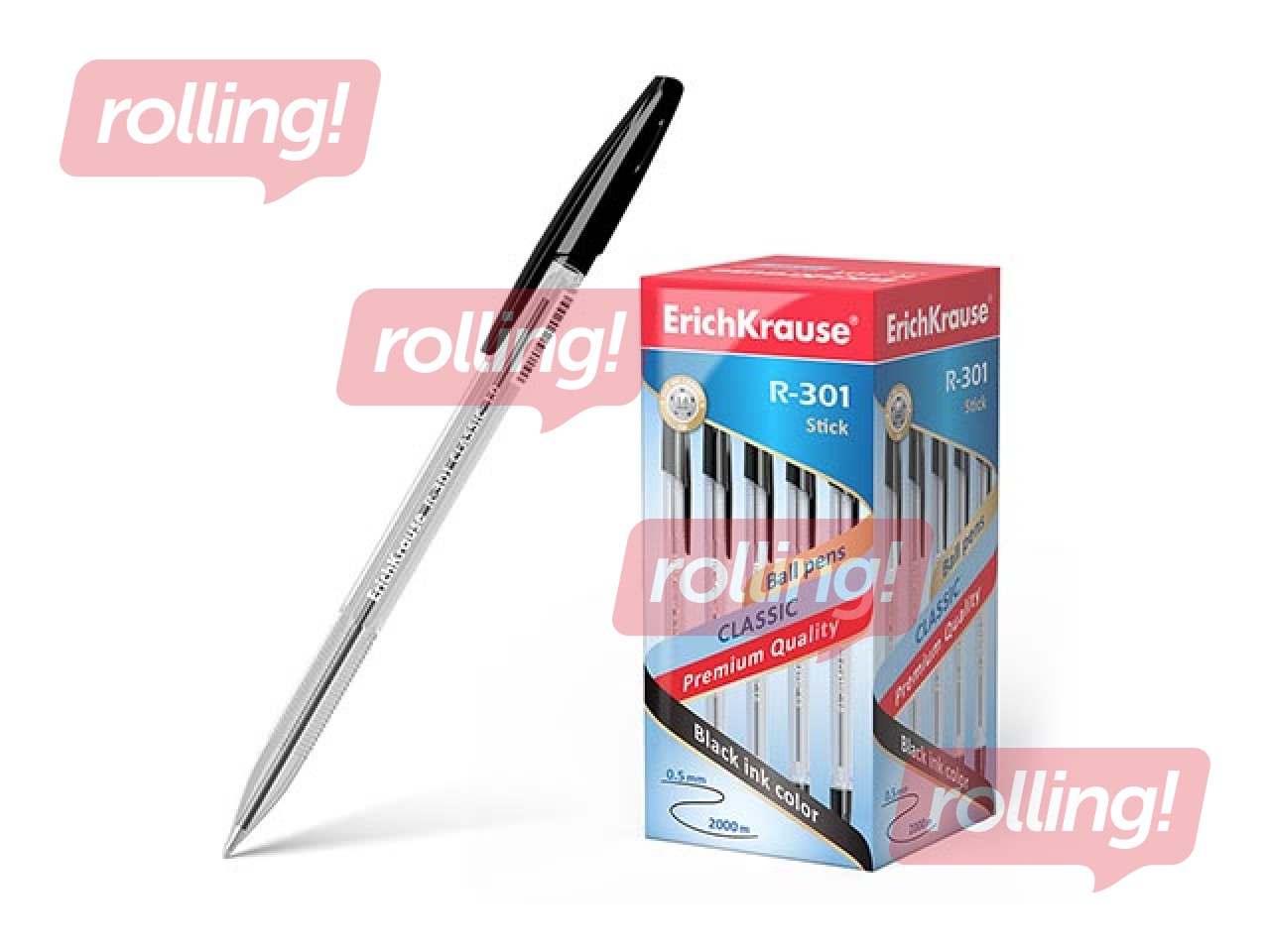 Lodīšu pildspalva ErichKrause R-301 Classic, 1mm, melna