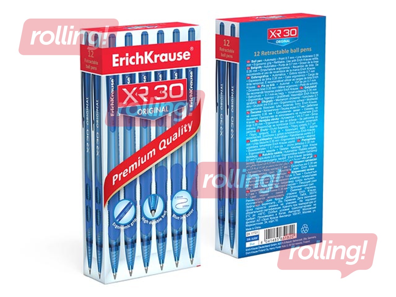 Sissetõmmatav pastapliiats ErichKrause XR-30 Spring, tindi värv: sinine