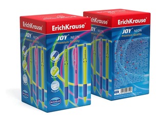 Sissetõmmatav pastapliiats ErichKrause JOY Neon, Ultra Glide Technology, tindi värv: sinine