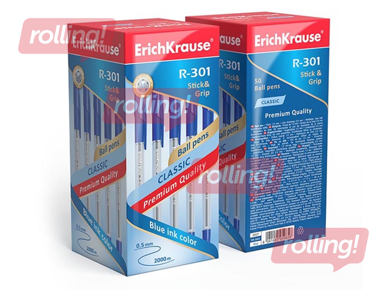 Ручка шариковая ErichKrause R-301 Classic Stick&Grip 1.0, цвет чернил синий 