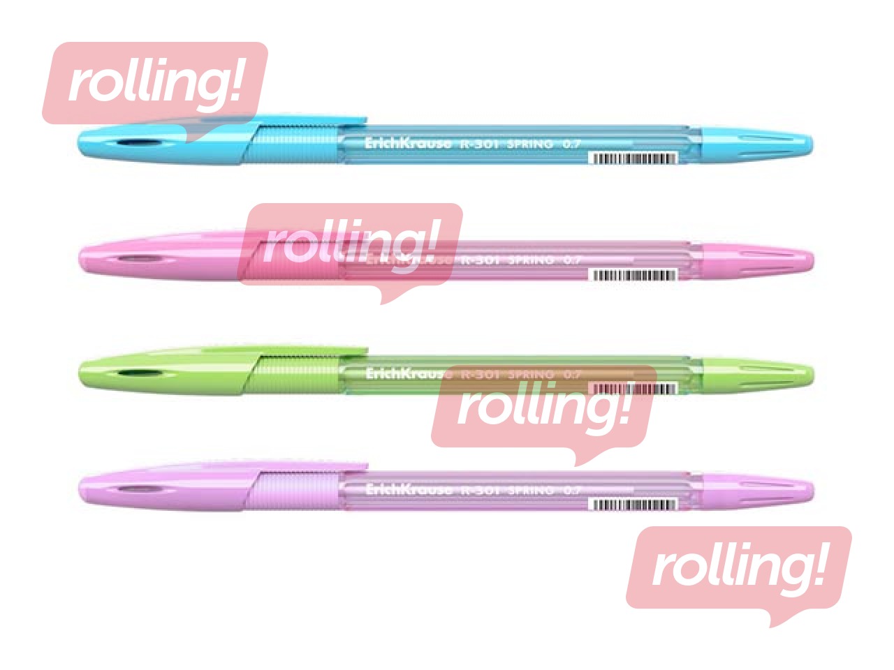 Ballpoint pen ErichKrause R-301 Spring Stick&Grip, 0.7mm, blue