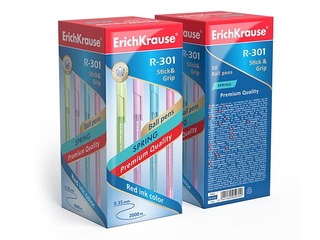 Ballpoint pen ErichKrause R-301 Spring Stick&Grip, 0.7mm, blue