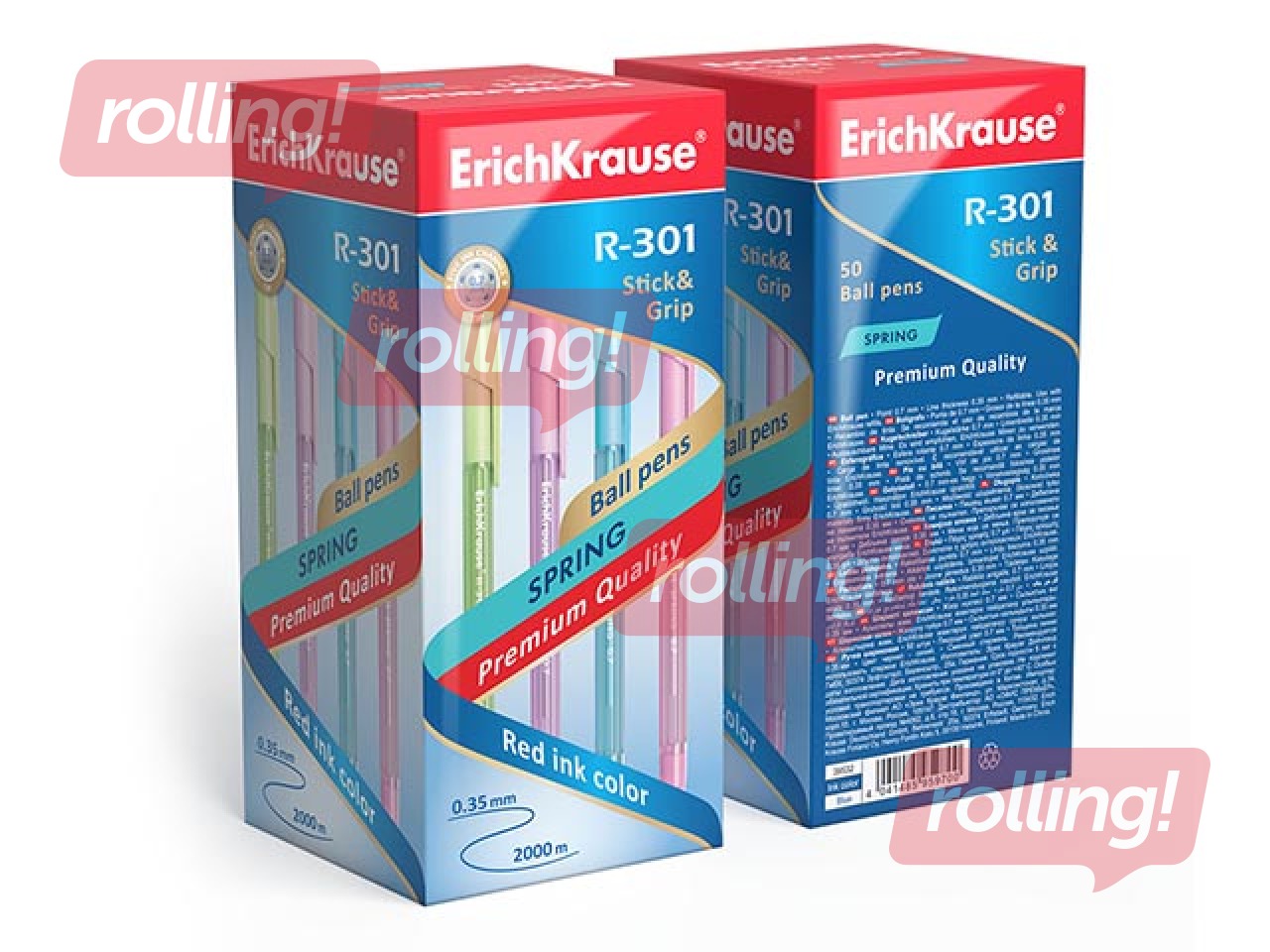 Lodīšu pildspalva ErichKrause R-301 Spring Stick&Grip, 0.7mm, zila