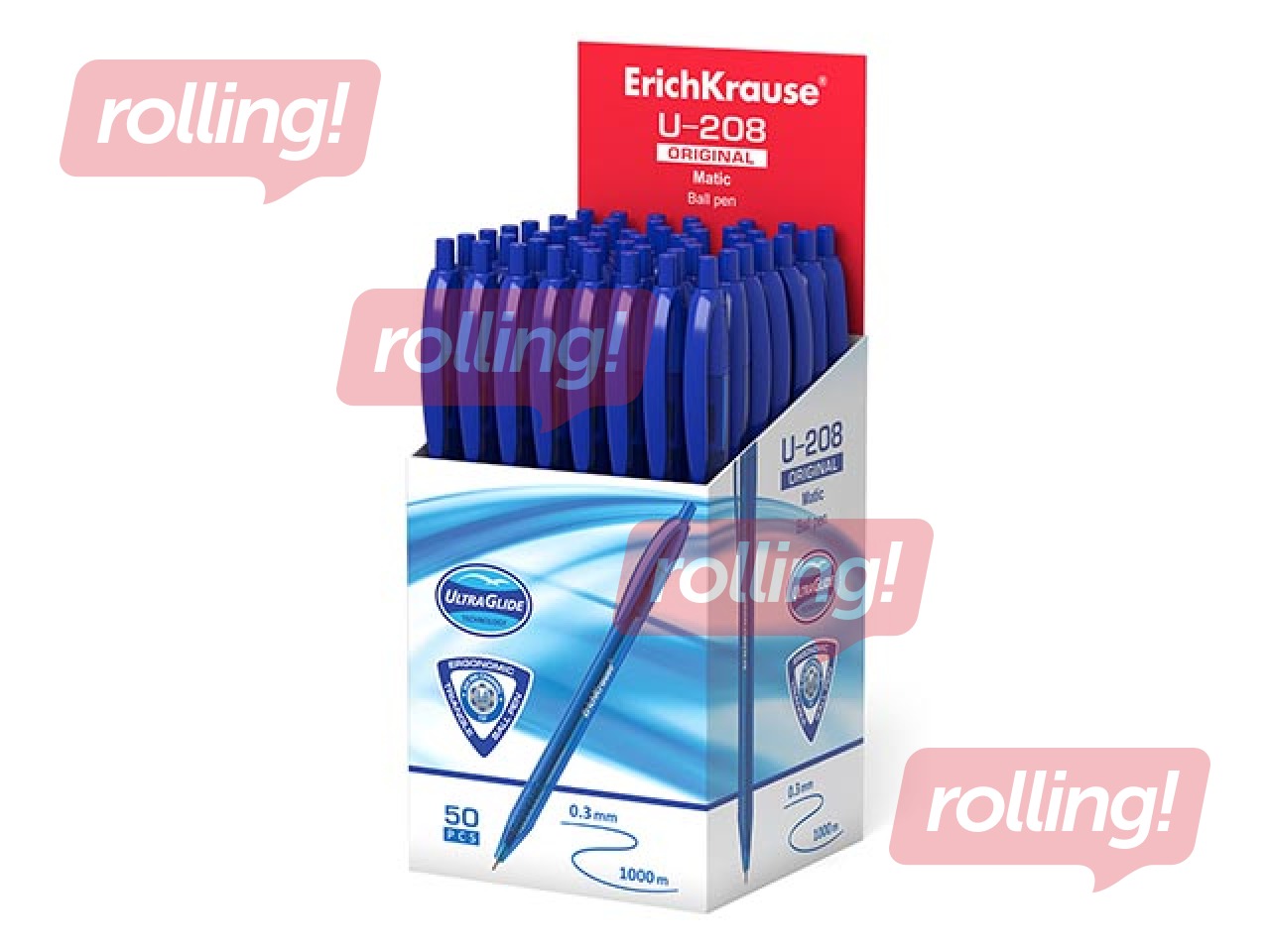 Pastapliiats ErichKrause U-208 Original Matic, Ultra Glide tehnoloogia, 1mm, sinine