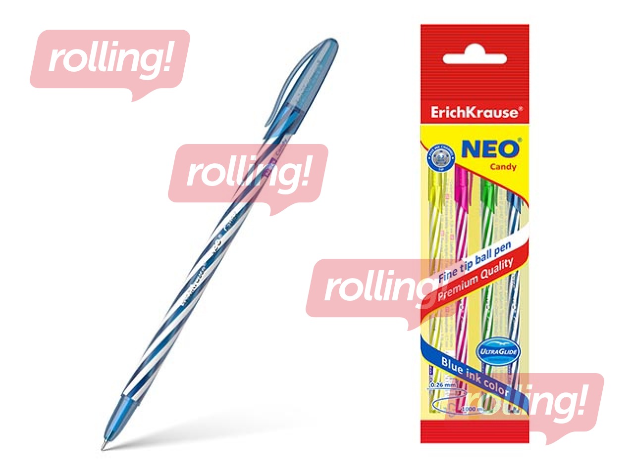 Pastapliiatsite komplekt ErichKrause Neo Candy, sinine tint, 4 tk.