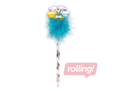 Ручка шариковая Crystal Flower с синими перьями, 0,7мм, синяя