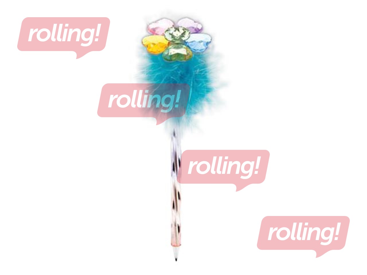 SALE Pastapliiats Crystal Flower siniste sulgedega, 0,7 mm, sinine