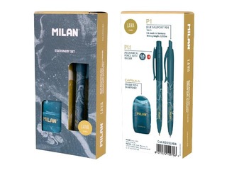 Набор шариковой ручки, механического карандаша и ластика Milan, Lava, синий