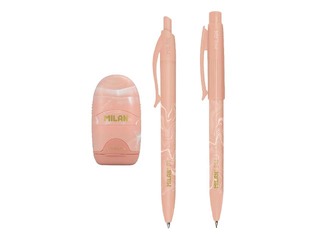 Kuulfüüsli pastapliiatsi, mehaanilise pliiatsi ja kustutuskummi komplekt Milan, Lava, roosa