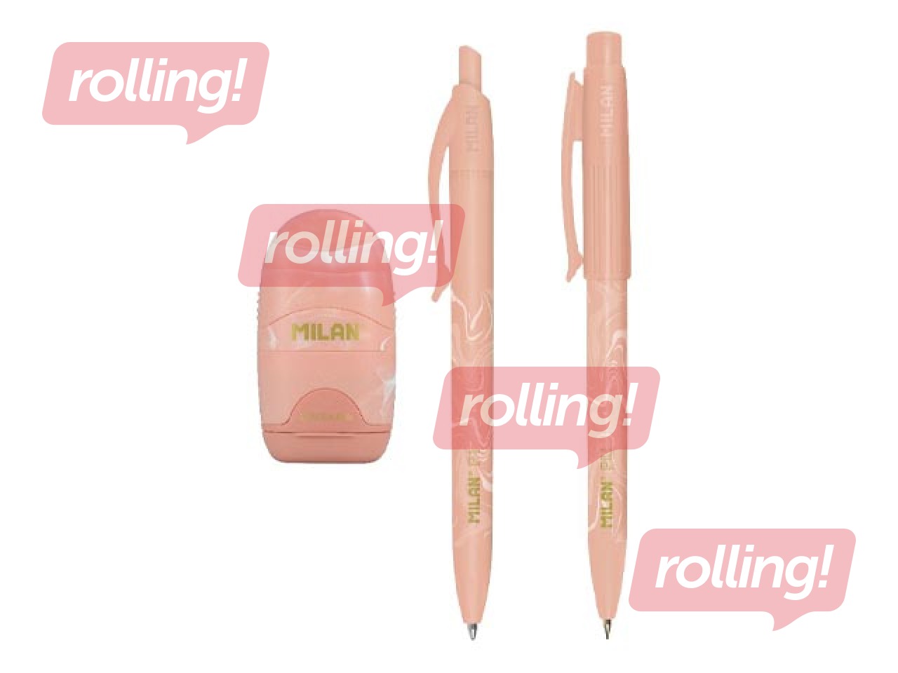 Kuulfüüsli pastapliiatsi, mehaanilise pliiatsi ja kustutuskummi komplekt Milan, Lava, roosa