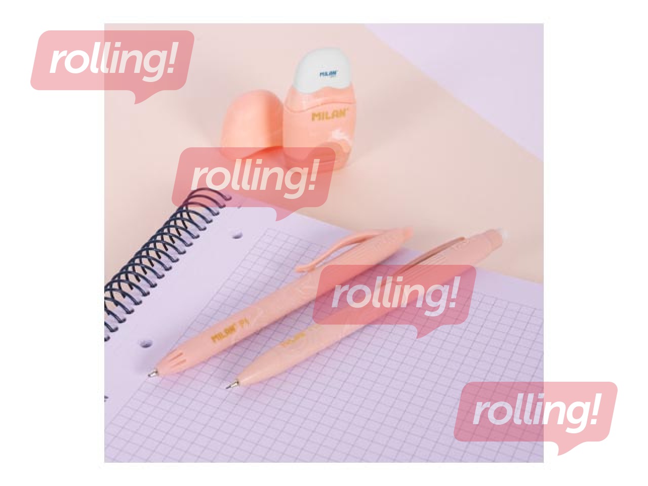 Kuulfüüsli pastapliiatsi, mehaanilise pliiatsi ja kustutuskummi komplekt Milan, Lava, roosa