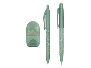 Lodīšu pildspalvas, mehāniskā zīmuļa un dzēšgumijas komplekts Milan, Lava, zaļa