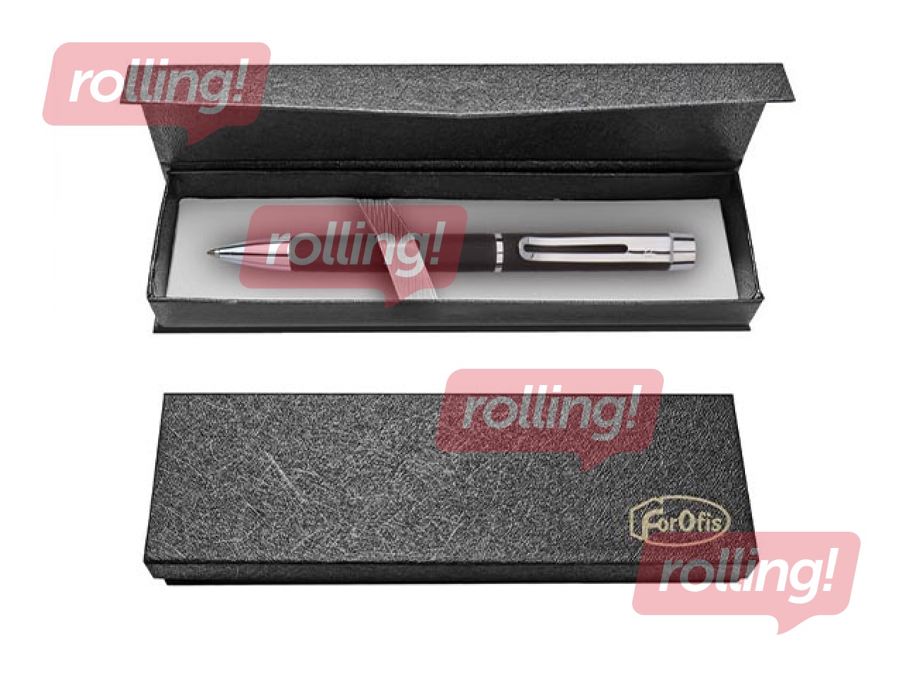 Forofis kuulkirjutuspliiats kinkekarbis, must, sinine tint, 0.7mm