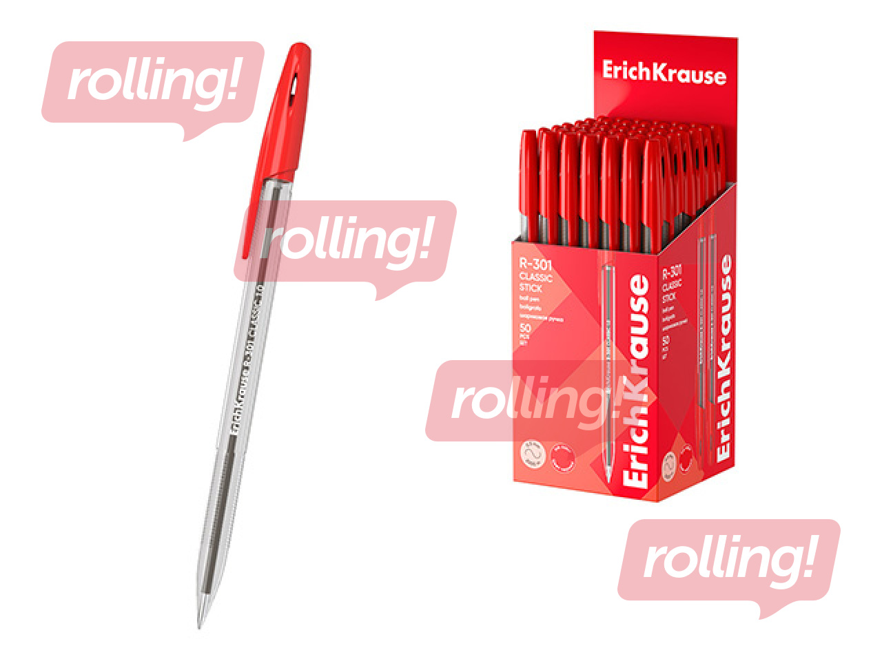 Ballpoint pen Erich Krause, R-301 Classic, red, 1mm