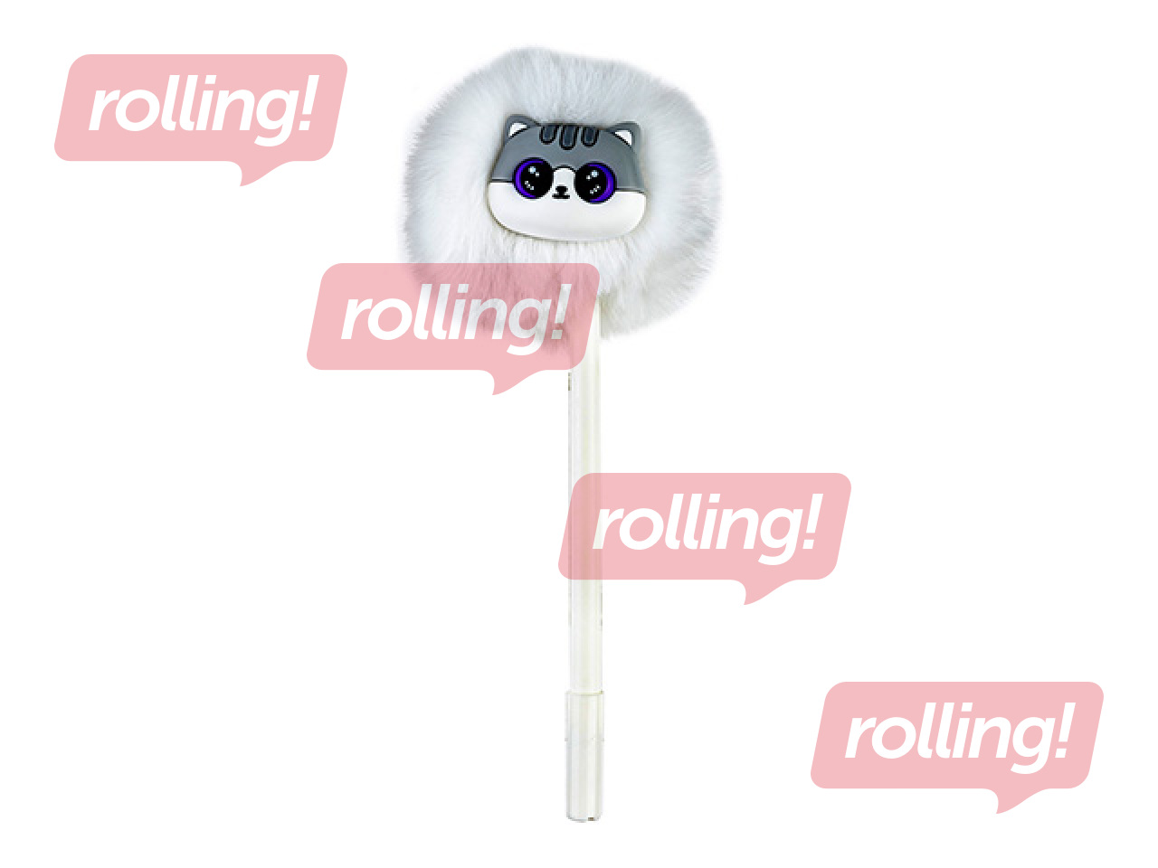 Шариковая ручка Hairball Kitty, белая, синяя, 0.7mm