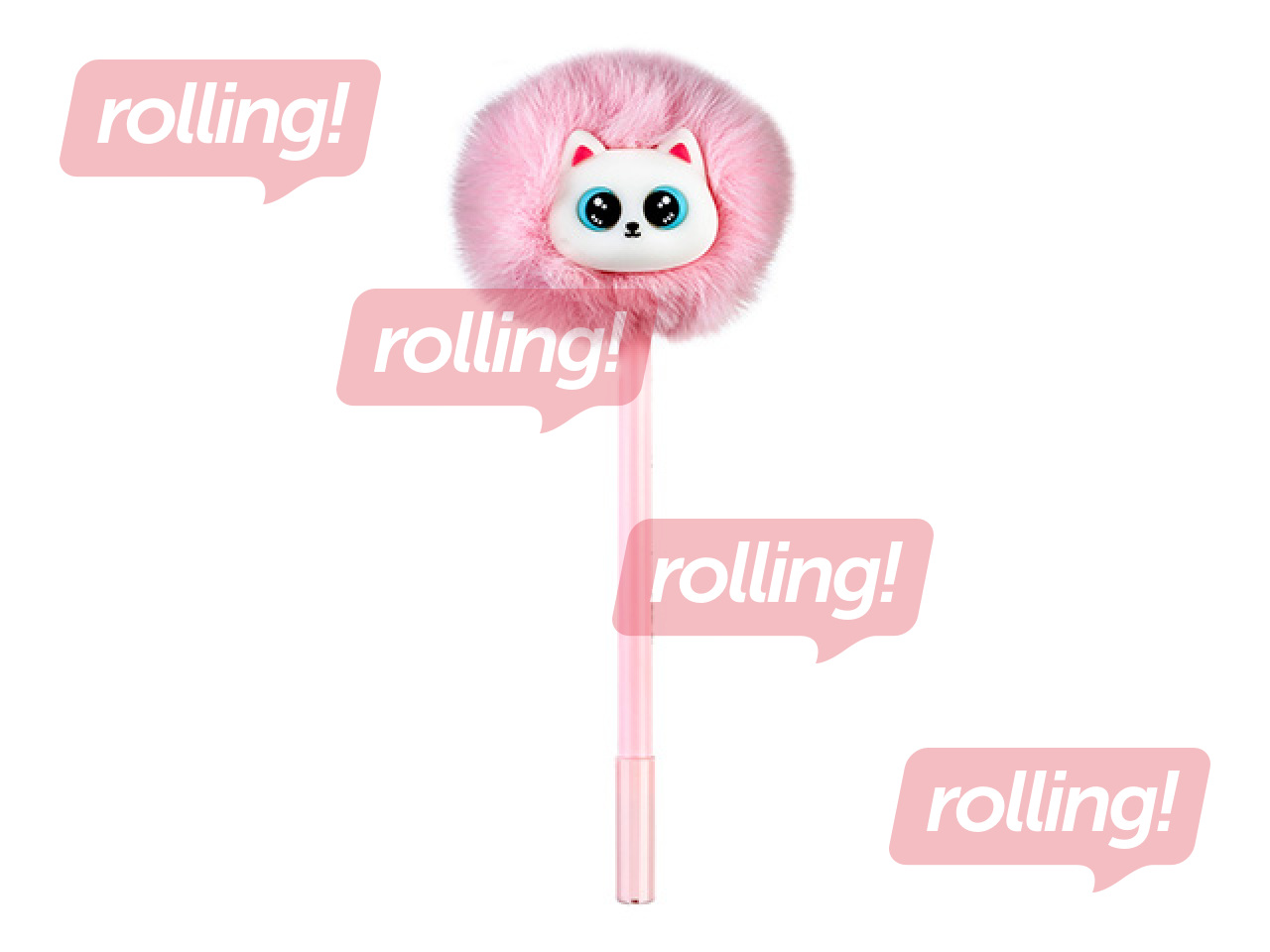 Ballpoint pen Hairball Kitty, pink, blue, 0.7mm