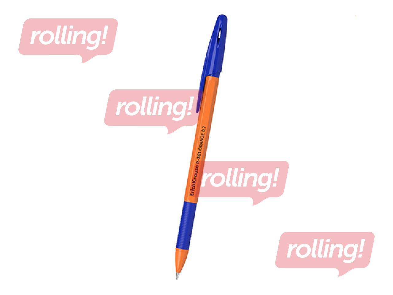 Pastapliiats ErichKrause, R-301, Stick&Grip, Orange, sinine, 0.7 mm