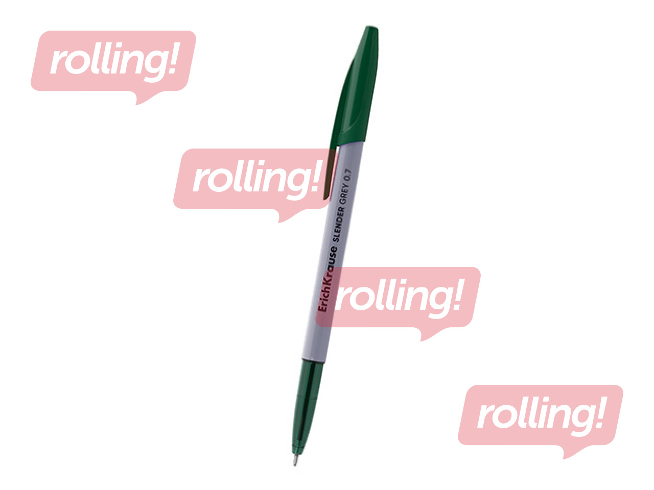 Шариковая ручка ErichKrause, Slender, Stick, Grey, зелёная, 0.7мм