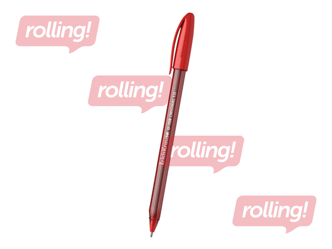 Lodīšu pildspalva ErichKrause, U-108, Original Stick, trīsstūrveida forma, sarkana, 1mm