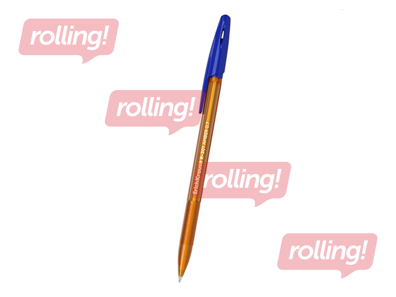 Lodīšu pildspalva ErichKrause R-301 Stick Amber, 0.7mm, zila