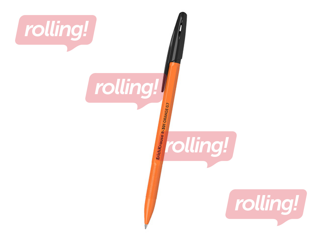 Lodīšu pildspalva Erich Krause R-301 Orange, melna, 0.7mm