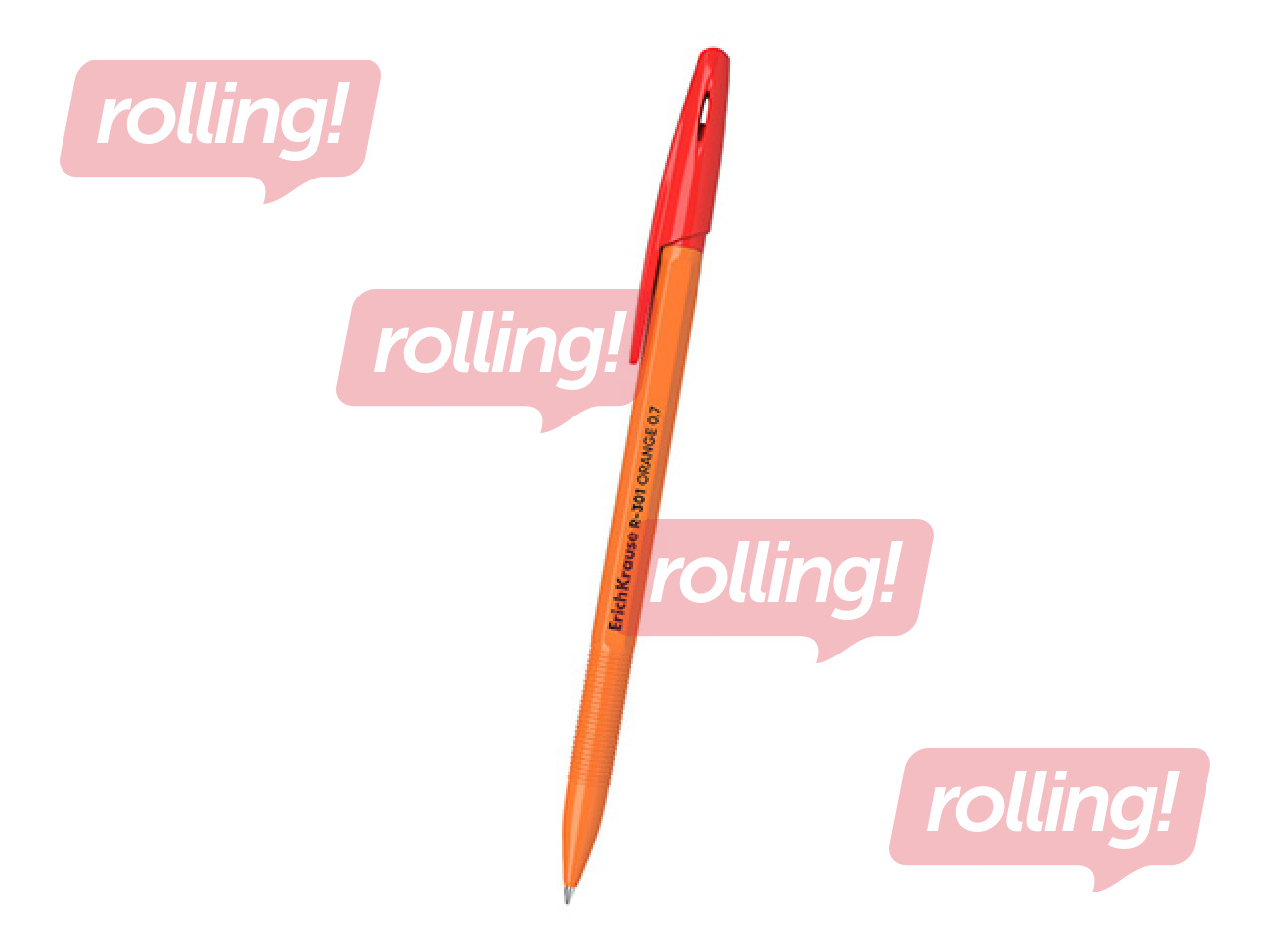 Ballpoint pen Erich Krause R-301 Orange, red, 0.7mm