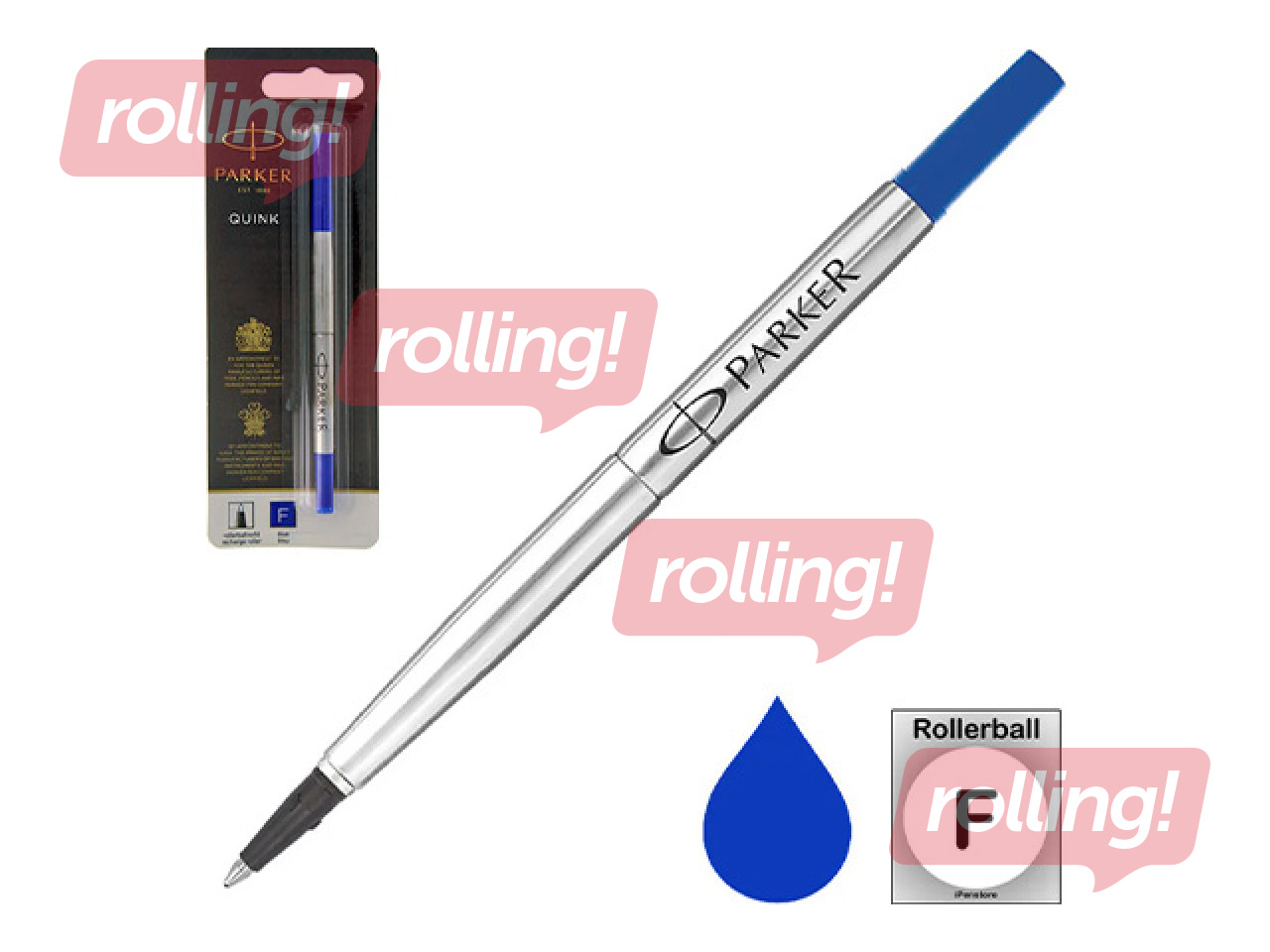 Tindisüdamik Parker rollerile, kuuli läbimõõt 0.5 mm (F), sinine tint