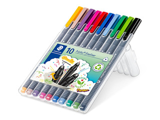 Flomāsterpildspalvu komplekts STAEDTLER TRIPLUS fineliner, 0.3mm, 10 krāsas