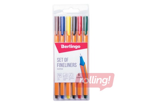 Set of fineliners Berlingo Rapido, 0.4mm, 6 colors