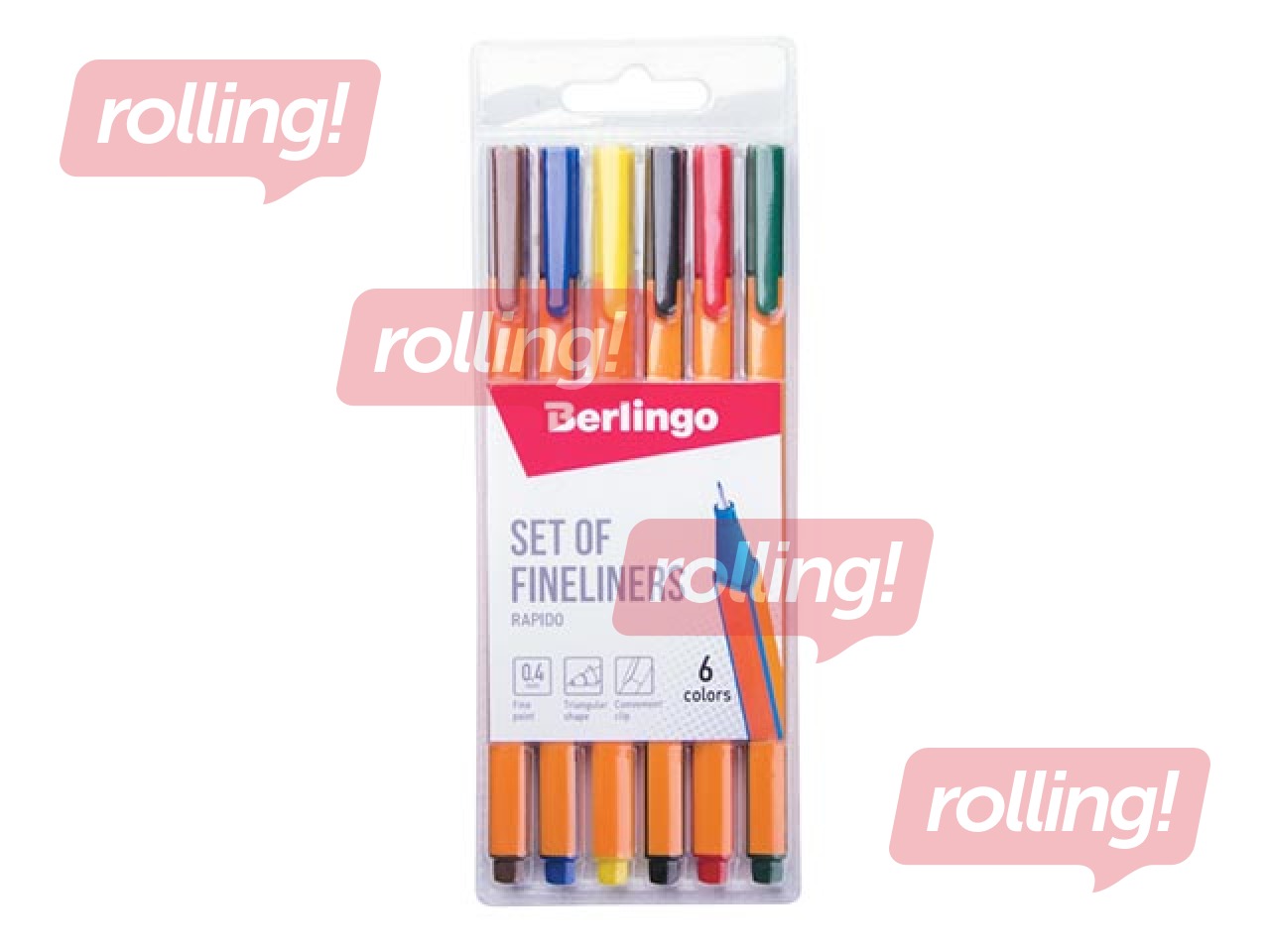 Set of fineliners Berlingo Rapido, 0.4mm, 6 colors