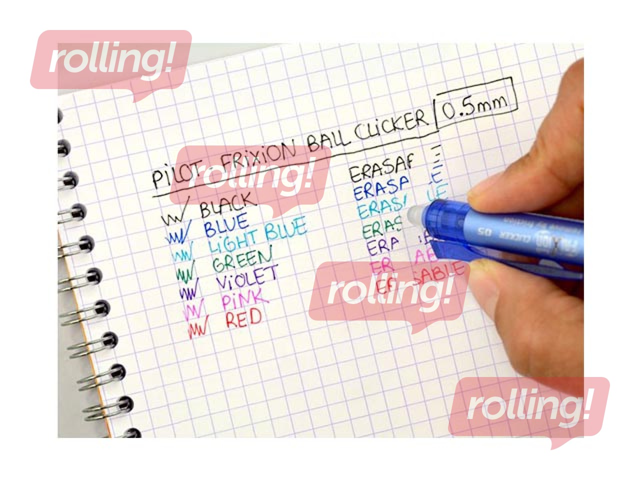 Pildspalva rollers Pilot Frixion Clicker, dzēšama, 0.5mm, sarkana tinte