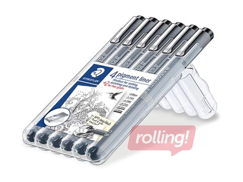 Кoмплект фломастеров STAEDTLER Fineliner, 6 значений ширины линии, черный