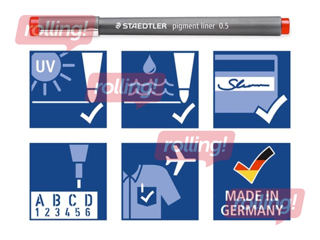 Peenmarkerite komplekt STAEDTLER, 0,5 mm, 6 värvi