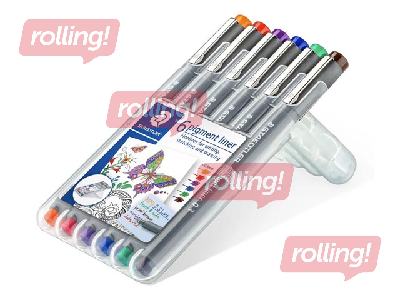 Flomāsterpildspalvu komplekts STAEDTLER, 0.3mm, 6 krāsas