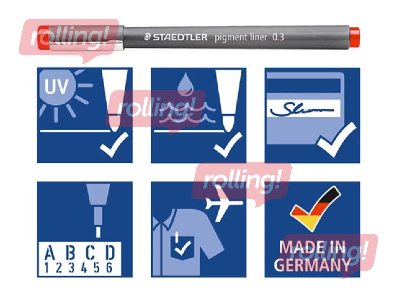 Peenmarkerite komplekt STAEDTLER, 0,3 mm, 6 värvi
